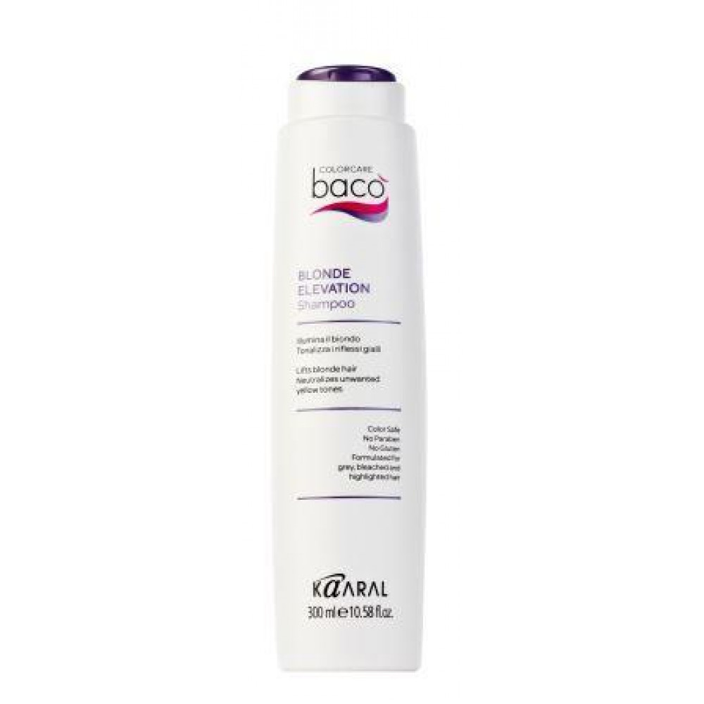 Blonde elevation. Kaaral Baco шампунь. Baco Color Care blonde Elevation Silver Shampoo. Kaaral blonde Elevation. Blonde Elevation Shampoo lt 1 антижёлтый шампунь для волос.